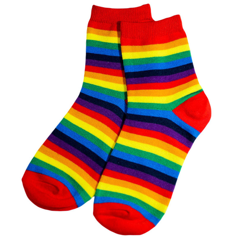 girl socks Novelty Rainbow Stripey Striped Multi Colour Pattern ANKLE Socks girl beauty socks