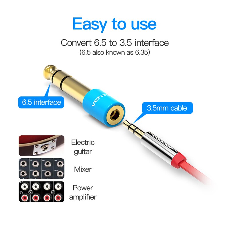Drag 6.5 Mm Jack 3.5 Mm Microfoon Audio Plug Voor Versterker Luidspreker Elektrische Gitaar Adapter 6.35 3.5 Aux Kabel converter