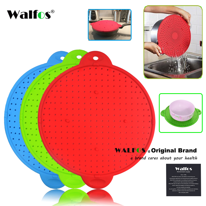 Walfos 3 In 1 Ploetert Screen Ploetert Guard Keuken Zeef Trivet Pot Deksel Pan Cover Siliconen Deksel Spill Stopper Wassen zeef