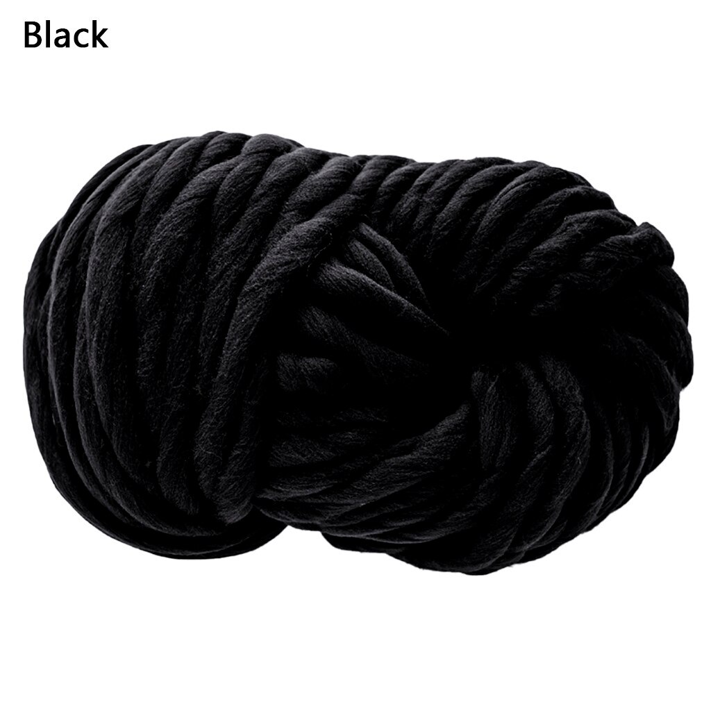 Super volumoso braço tricô lã roving malha cobertor chunky fio de lã super grosso para tricô diy crochê tapete chapéus: Black