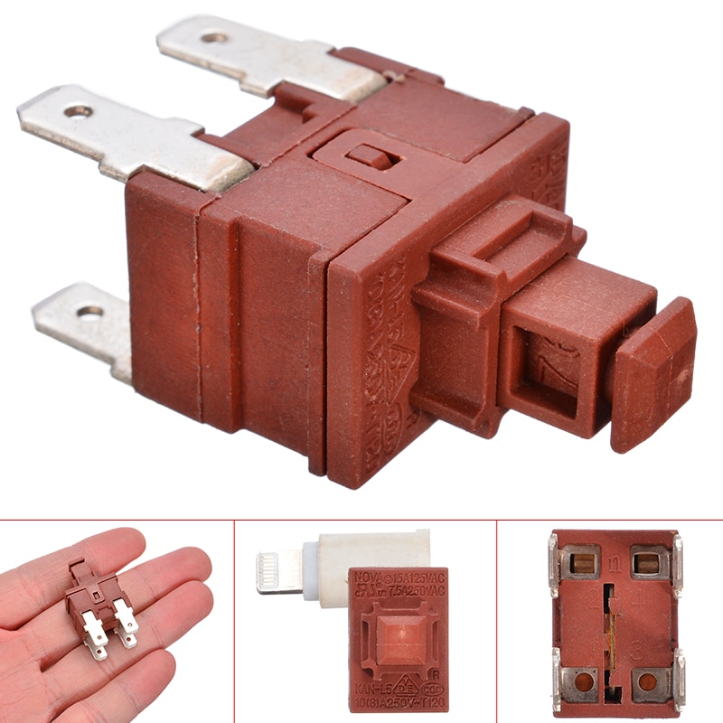 1Piece KAN-L5 Switch Self Locking Switch Water Heater Vacuum Cleaner Switch 7.5A 250V AC Power Switch Push Button