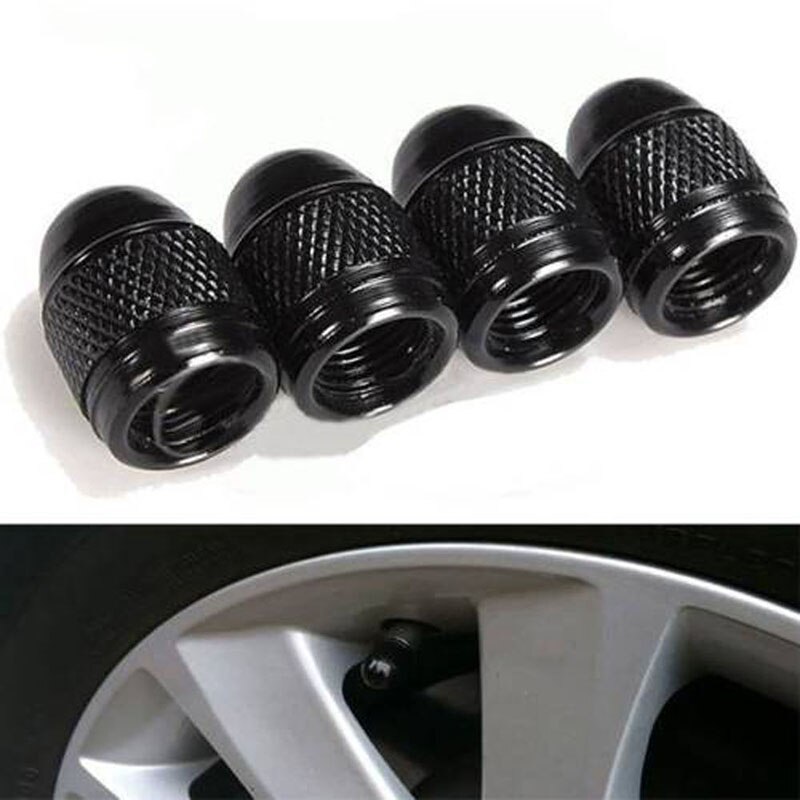 4 Stks/set Aluminium Auto Wiel Air Caps Zwart Ventieldopjes Stofdicht Duurzaam Voor Auto Vrachtwagen Auto Accessoires