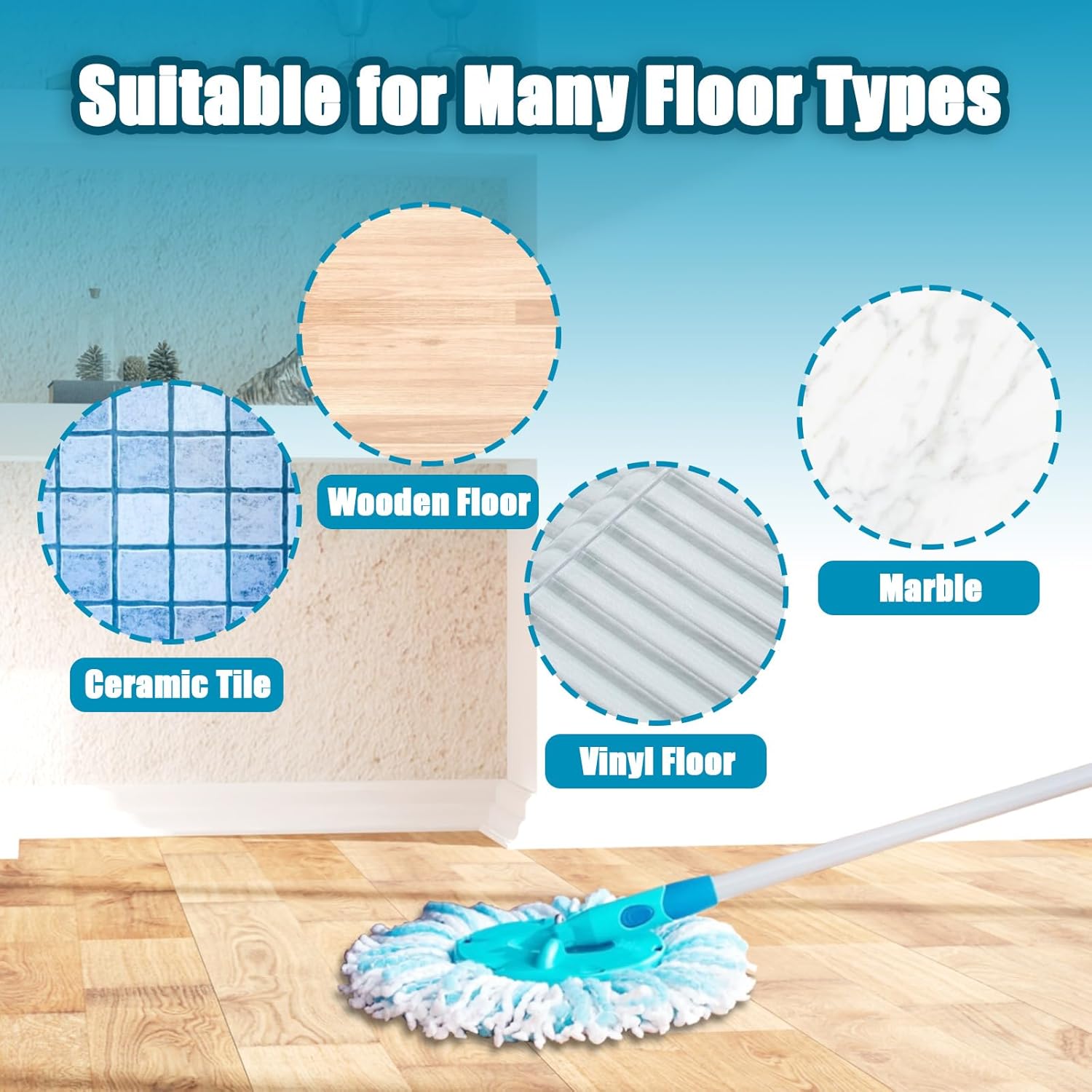 Mop Head for Leifheit Clean Twist Disc Mop, Replacement Mop Head Clean Twist Disc Mop, Effective Cleaning and High Dirt