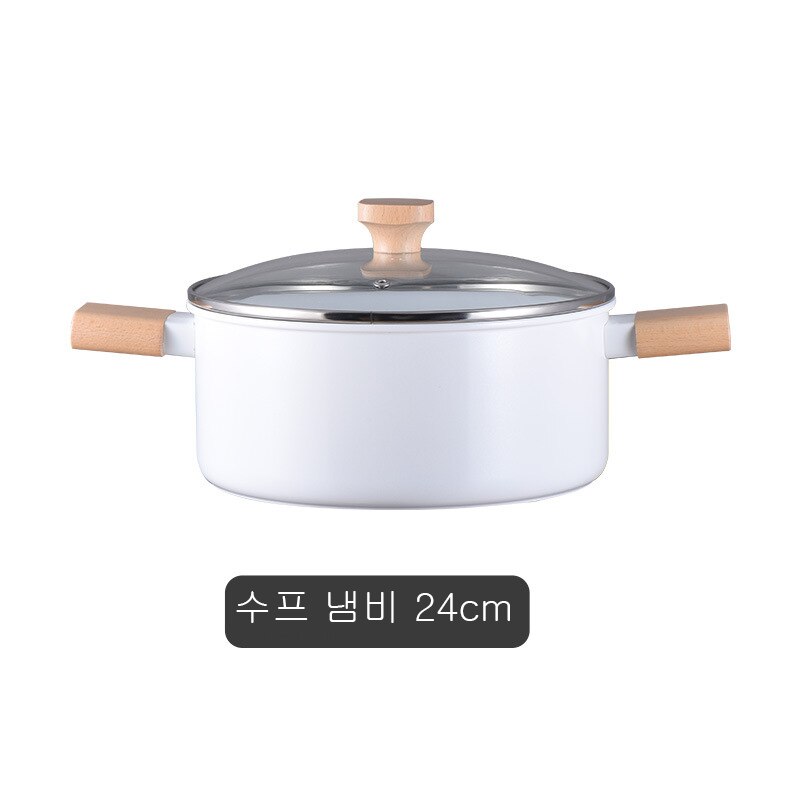 Double-sided Ceramic Frying Pan Series with 18CM Milk Pot and 24CM Soup Pot Combination WJ: soup pot-24cm-lid