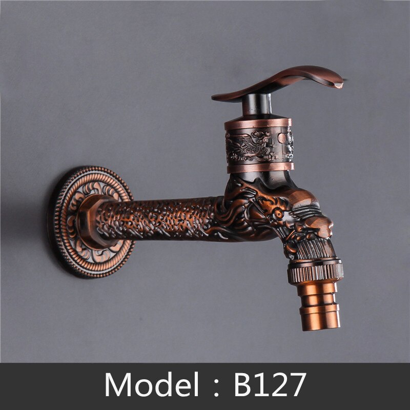 Alargador de pared tallado en Grifo para jardín antiguo de aleación de Zinc, adaptador de grifo de riego: B127-Zinc alloy