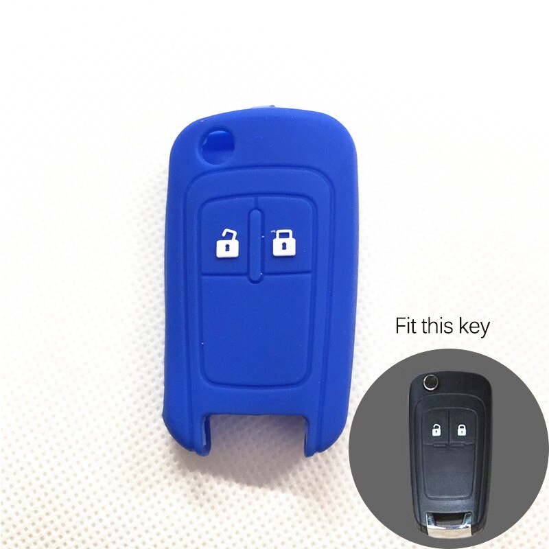 Silicone car key cover key protector keychain case for Chevrolet Cruze TRAX Lova Spark Onix Silverado Volt Camaro Aveo Sail: 2 key blue
