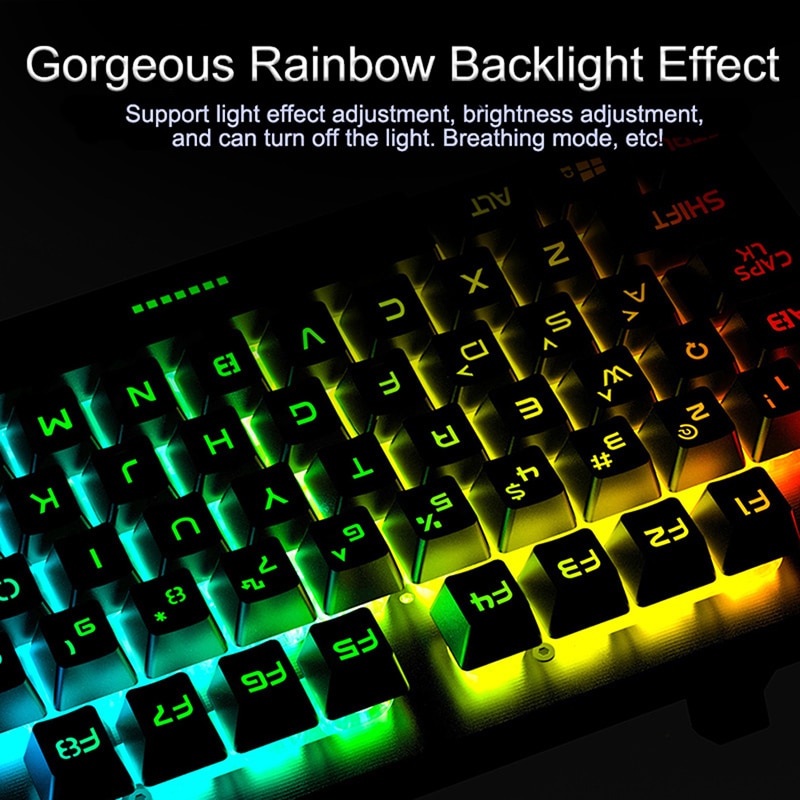 Backlit Gaming Ergonomic Keyboard USB Wired 104 keys RGB LED USB Keyboard Gamer Keycaps PC Laptop Keyboads for Lenovo/Asus