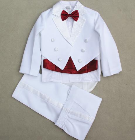 Formella baby boy kläder set bröllop kostym fest dop jul baby body kostymer bära bröllop kostymer för pojke 5 st: Vit 3 / 2t