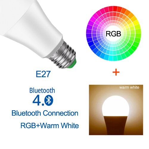 B22 Smart Led Lamp E27 RGBW 15W WiFi Lamp Bluetooth 4.0 Smart Lamp RGB + Wit Kleur Veranderen Dimbare AC85-265V Hotel Keuken Lamp: E27 RGBWW Bluetooth