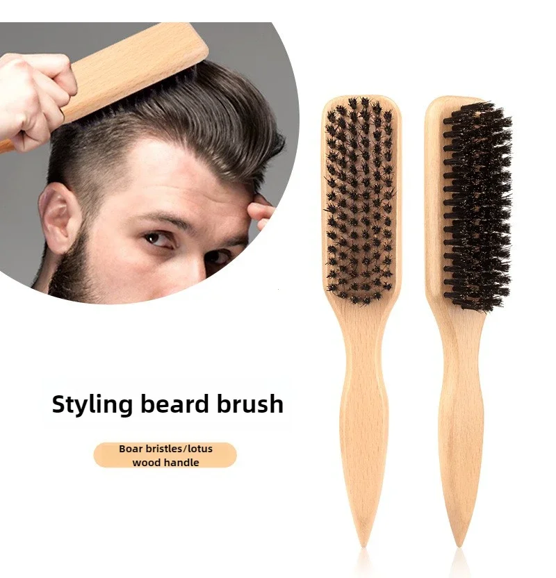 Cepillo para el pelo con cerdas de jabalí para moño de cola de caballo y alisador de pelos de bebé, pedernal, control de bordes, peinado y provocación