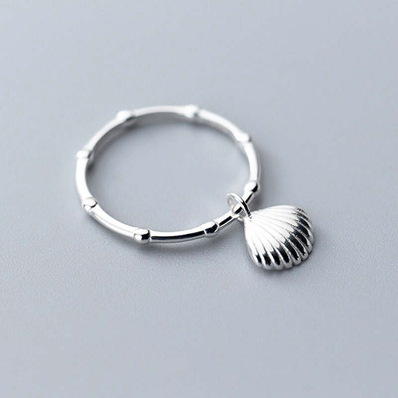 Inzatt Real 925 Sterling Zilver Minimalistische Shell Ring Voor Mode Vrouwen Party Leuke Fijne Sieraden Accessoires