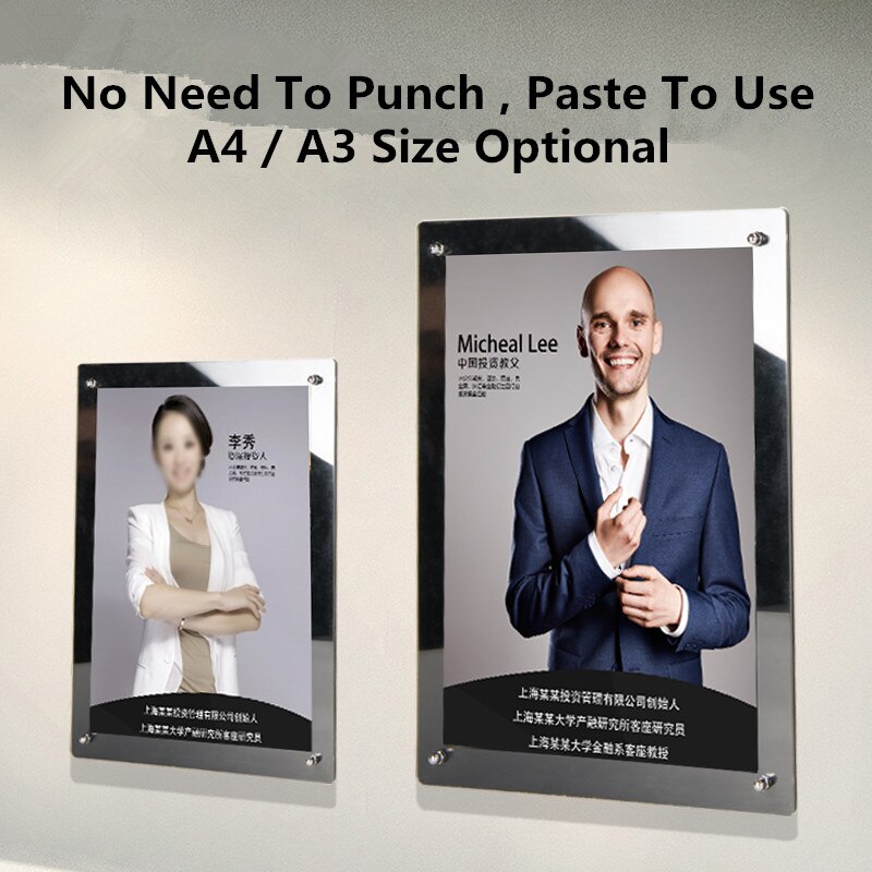 A4 Wall Mounted Glass Picture Photo Frame Show Window Sign Holder Poster Document Display Frame