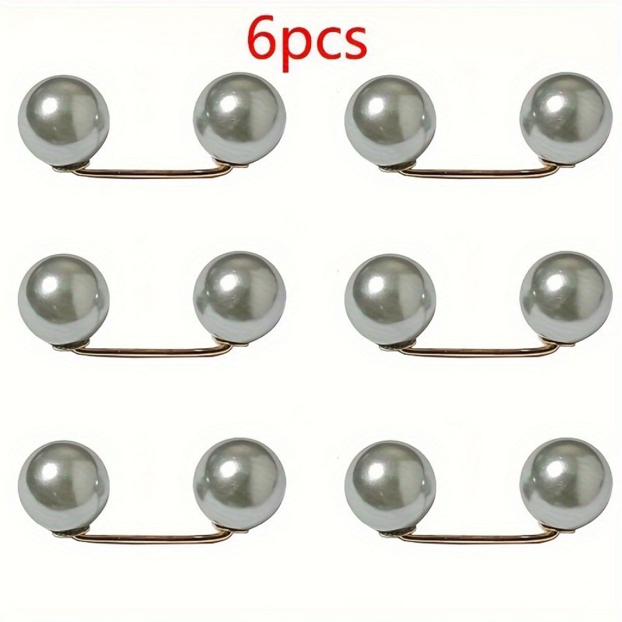 6er-einstellen modische Perlennadeln für Kleidung, Schals, sichere und verstellbare Röcke und Kleider, modische Accessoires mit Nachahmung Erbse: Grau