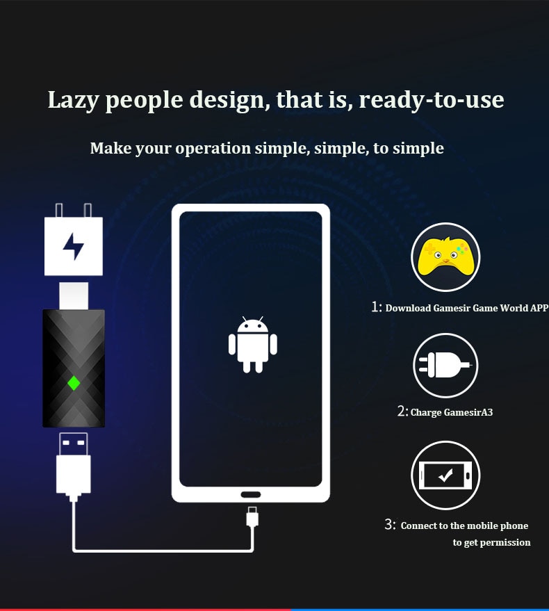 Gamesir A3 Ranger Activator for Android Phone Tablet King Play Glory Mobile Games G6 G5 G4 G3 T6 T4 T1 Universal