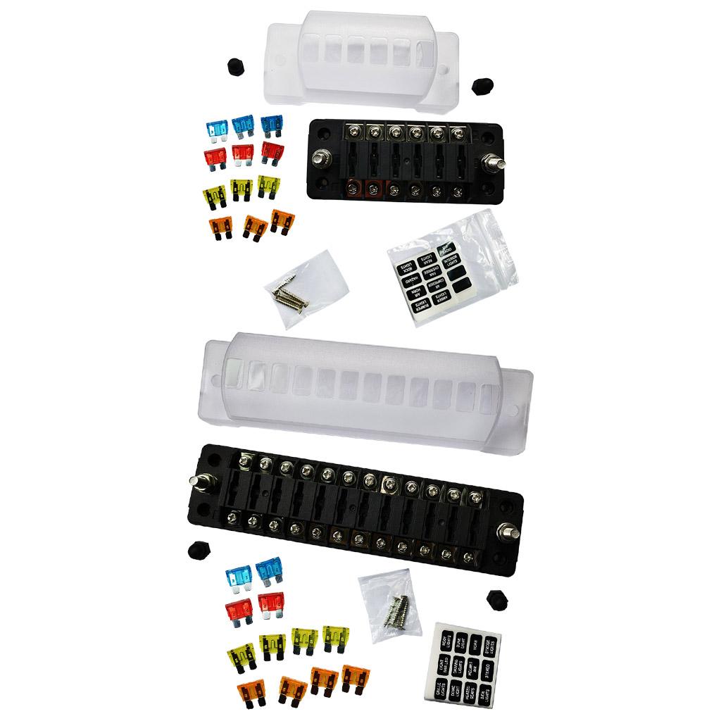 Waterproof Fuse Block 12-Way 6-Way Waterproof Protection Atc/Ato Fuse Box Dust Cover Fuse Block 12V Boat Car Boat Camper