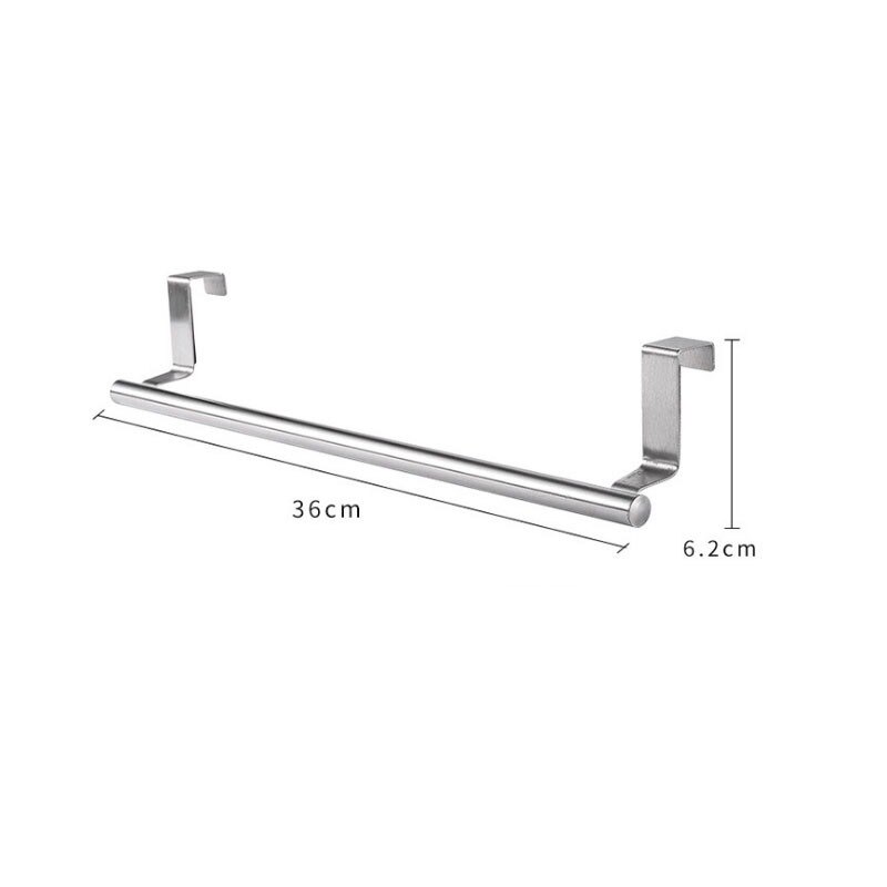 Stainless Steel Over Door Towel Rack Hanging Holder Bathroom Kitchen Apron Towel Storage Hanger Home Cabinet Organizer Shelf: 36x6.2cm