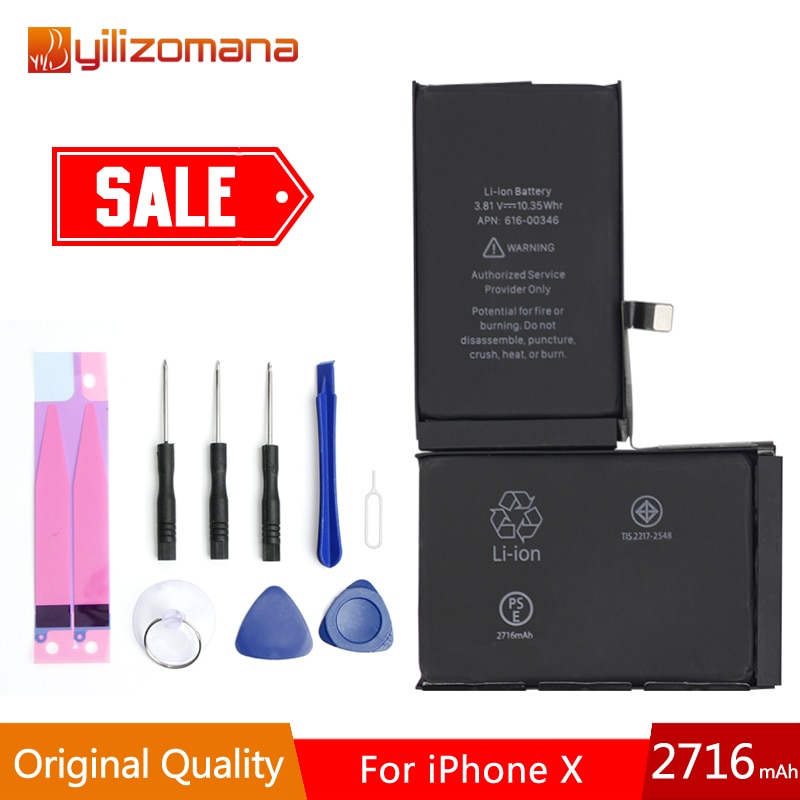 YILOZOMANA Original Capacity Phone Battery For iPhone X 7 / 7 Plus 8 / 8 Plus Replacement Batteries Free Tools Retail Package