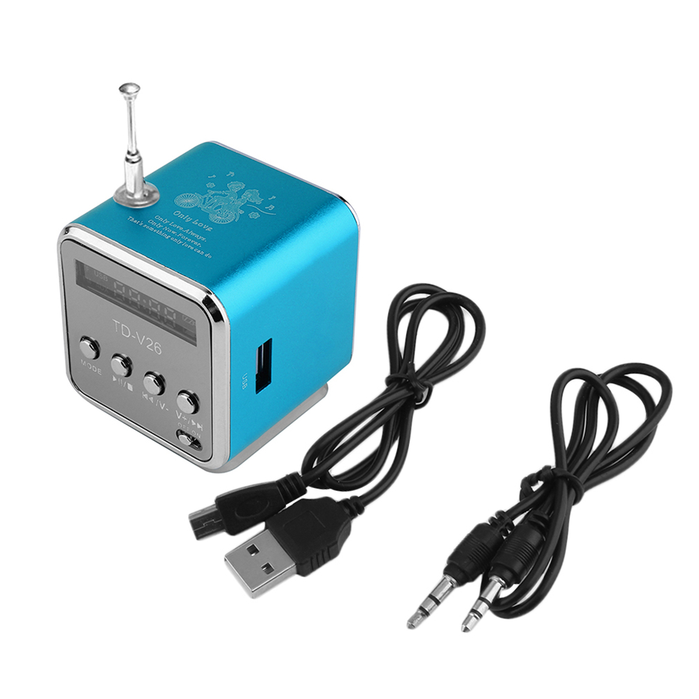 Mini TD-V26 Digital FM Radio Receiver Portable Radio FM Stereo Receiver With LCD Radio Speaker Loudspeaker Support Micro TF Card: Blue