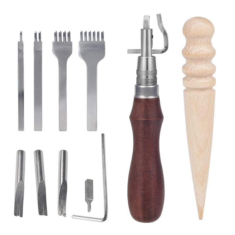 1 Set Leather Crafting Tools Supplies Leather Starter Kit Leather Stitching Kit Leathercraft Tool Sets DIY Leather Tool Kit: Default Title