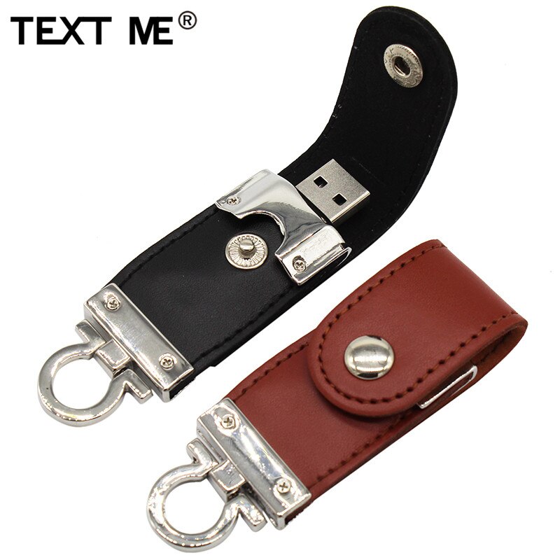 TEKST ME pendrive bruin zwart leer met sleutelhanger 4GB 8GB 16GB 32GB 64GB stijl usb flash drive usb 2.0 usb stick