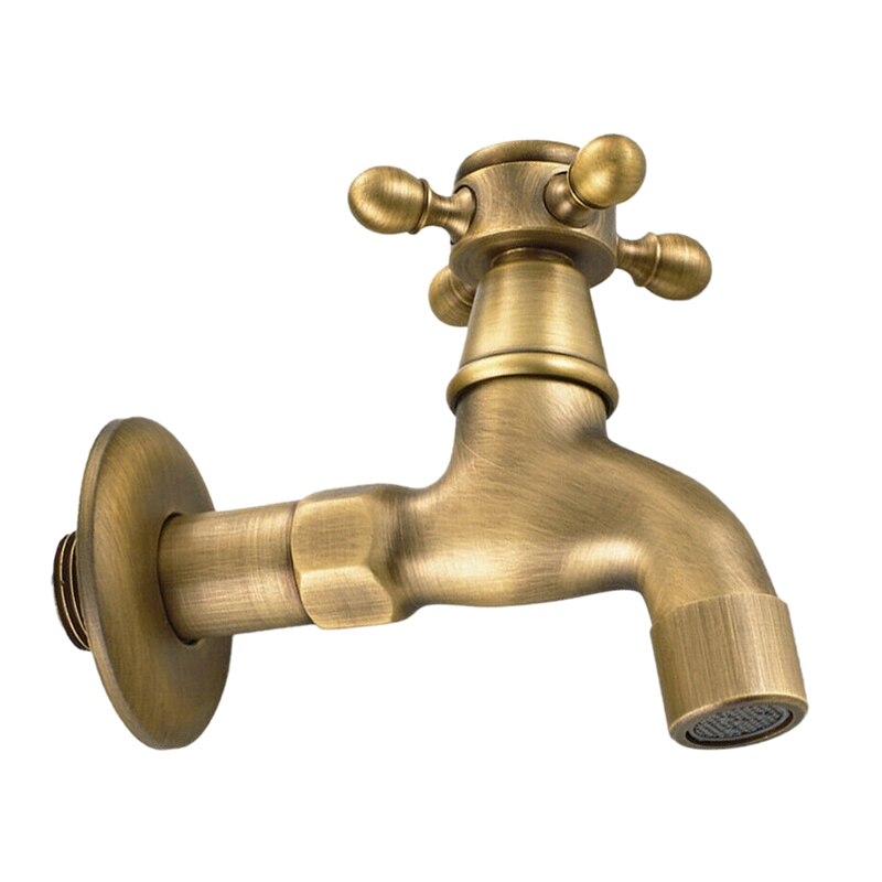 Antieke vintage messing wandgemonteerde draaiknop waterkraan kranen tuin badkamer wastafelkraan dweil watermachine kraan