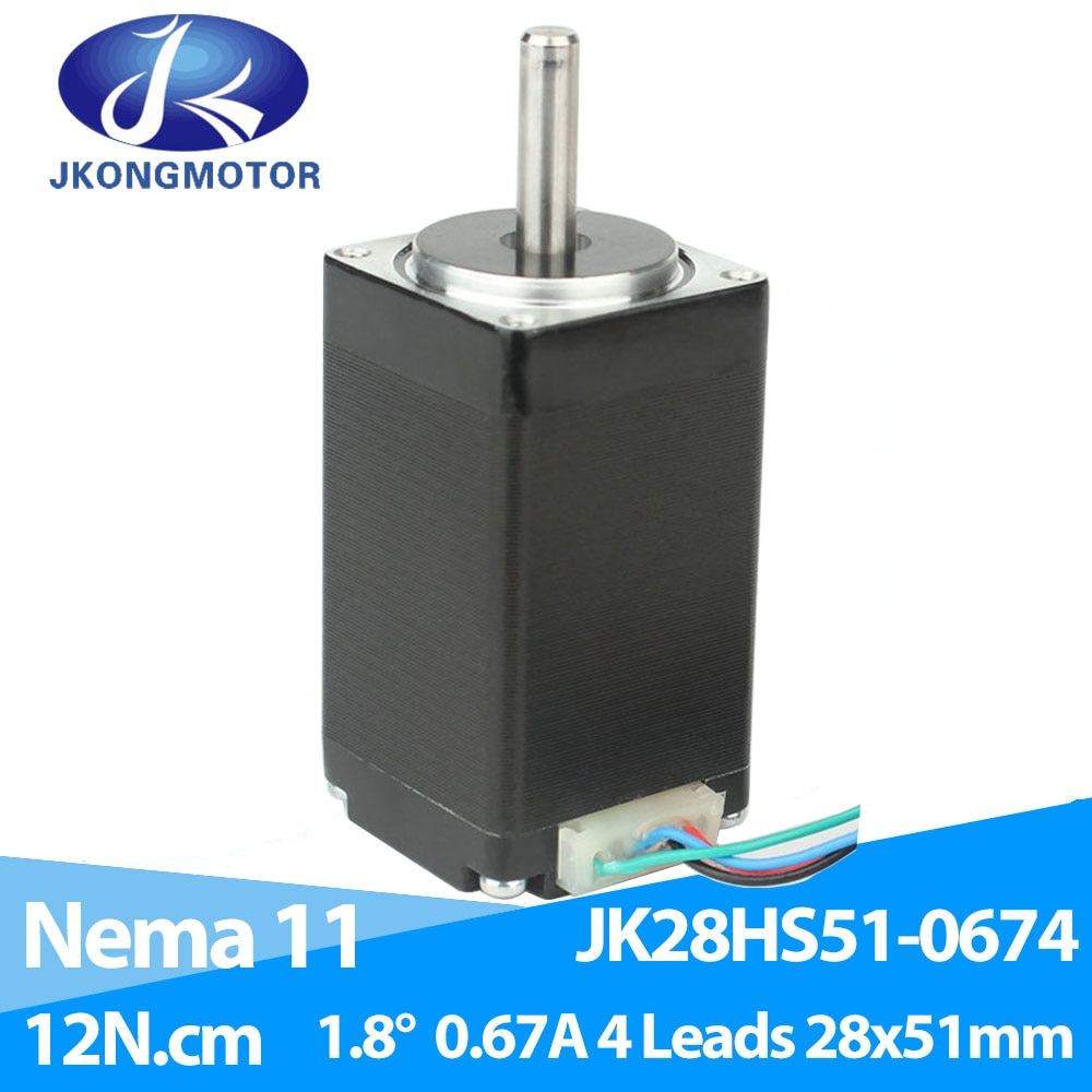Nema 11 Stepper Motor 51mm 0.67A 1.8 deg 12Ncm(17oz.in) 4-lead Nema 11 Step Motor for DIY CNC XYZ 3D Printer