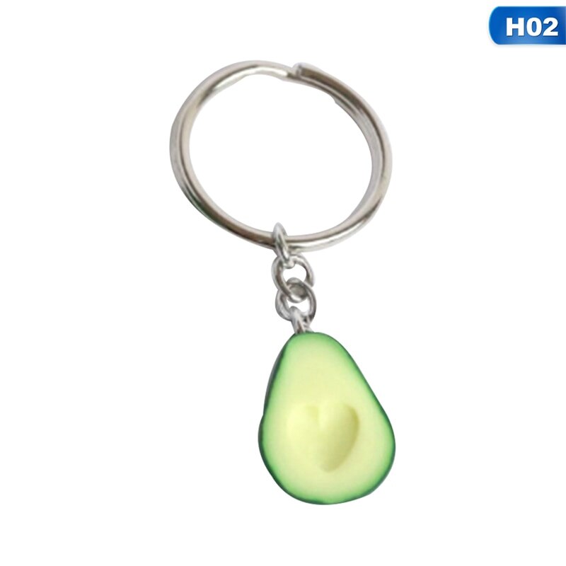 Simulation frugt avocado hjerteformet nøglering avocado rygsæk nøglering vedhæng smykker nøglering ven: 02
