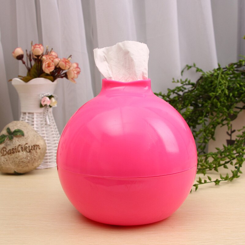Einfarbig Kunststoff Gesichts Tissue Dispenser Box Abdeckung Runde Bad Serviette Organizer für Home Office WXV: Rosa