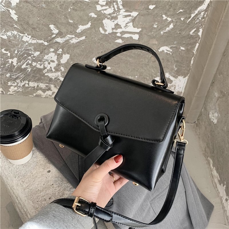 Mode Gewoon Pu Lederen Crossbody Tassen Voor Vrouwen Effen Kleur Schouder Tas Dame Keten Reizen Kleine Handtassen: black