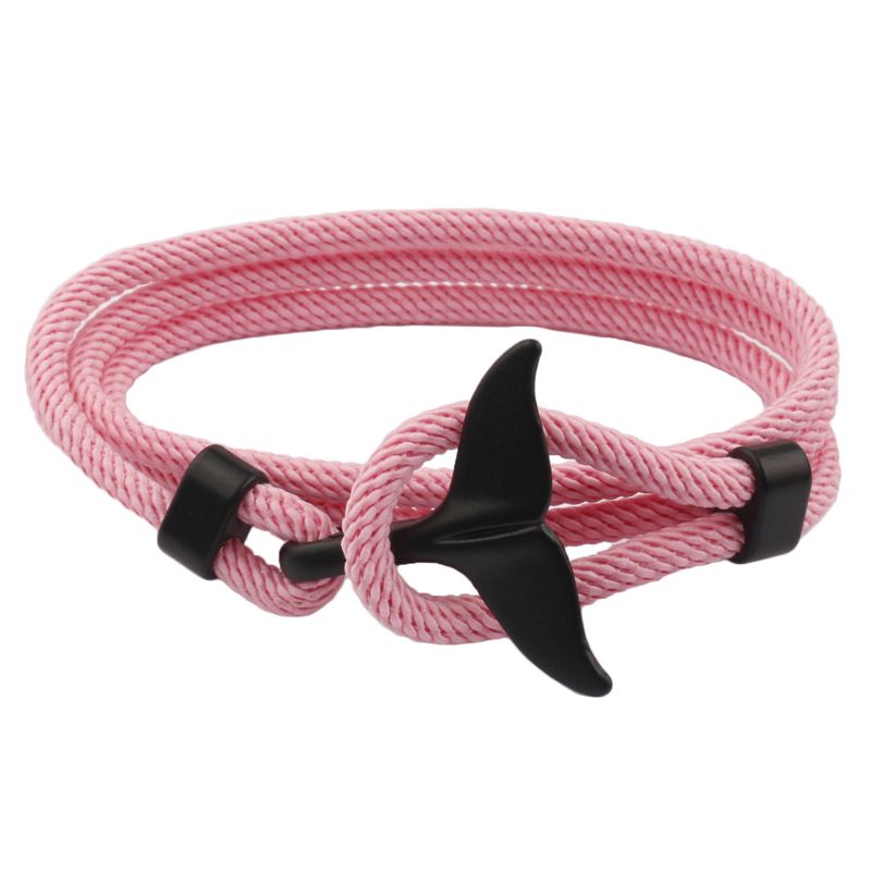 Zomer Handgemaakte Whale Tail Viking Touw Armband Strand Surfen Polsband Sieraden A0KD: 7HH1107548-BK