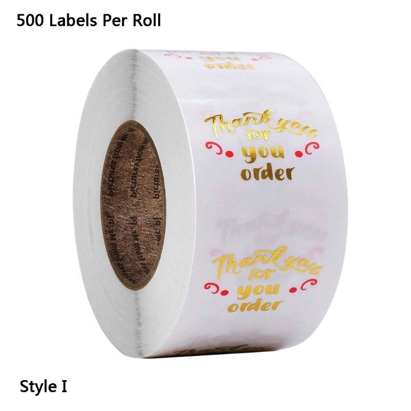 500 Uds./rollo redondo transparente gracias por su pedido Paquete de pegatinas sello etiqueta hecho a mano tarjeta Scrapbooking Decoración