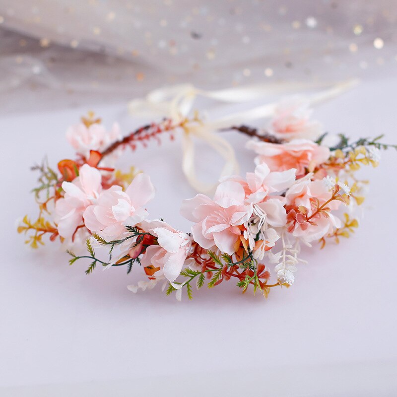 Nueva y dulce guirnalda de mimbre para novia de imitación, tocado Floral, tocado para el pelo, accesorios para el cabello para fotografía de playa