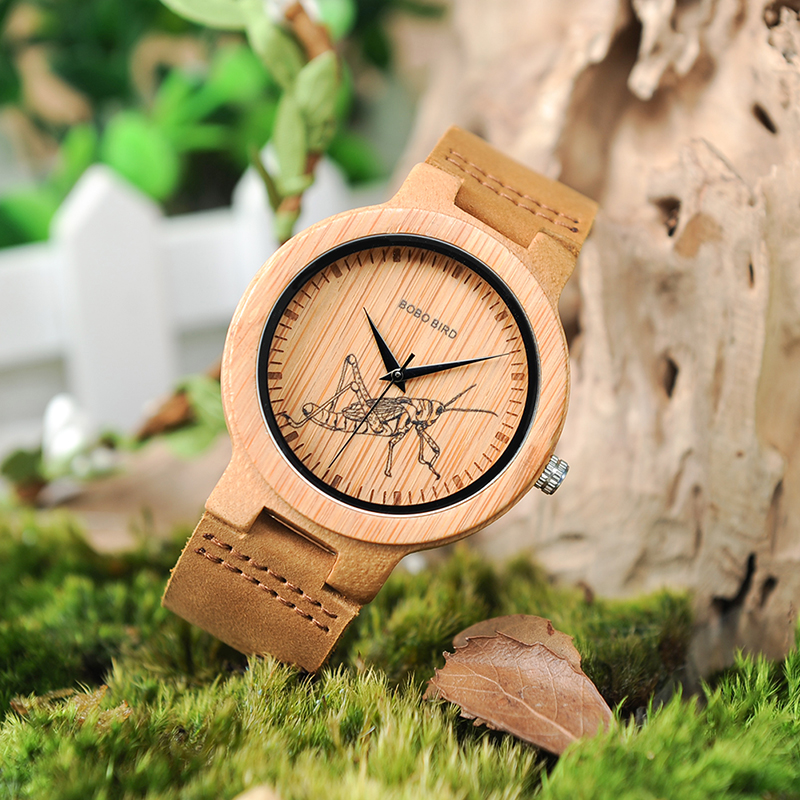 BOBO BIRD Watch Men Wooden Lifelike Print Dial Face Quartz Watches 3D Visual Timepieces as relogio masculino