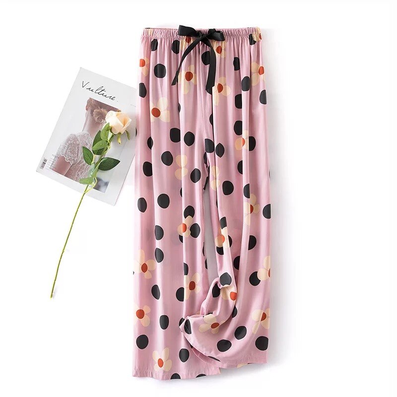 Women Summer Cotton Gauze Pants Japanese Style Simple Elastic Waist Casual Plus Size Home Pants Print Pattern Pyjama ouc194