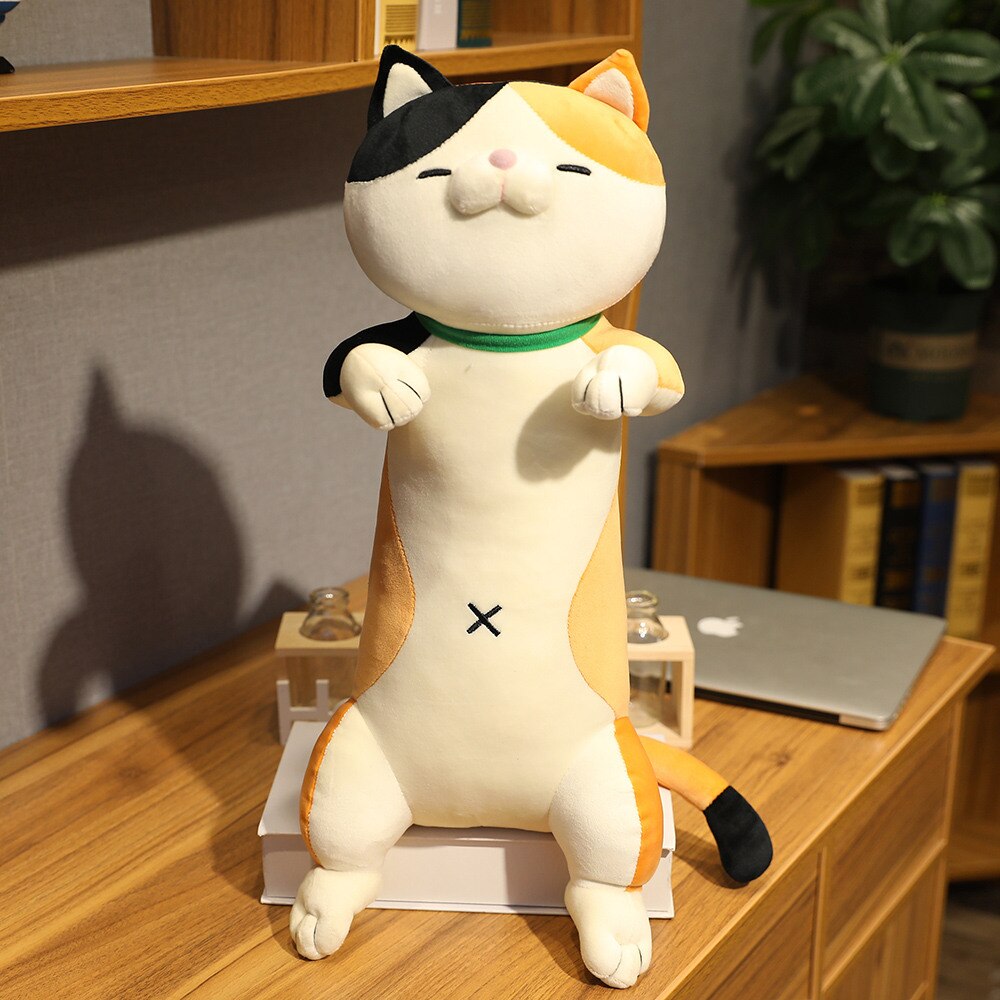 60-120cm Cute Shiba Inu Dog & Cat Plush Toys Stuffed Long Animals Sleep Boyfriend Pillow Doll Office Cushion Kids Girls: 60cm / flower cat