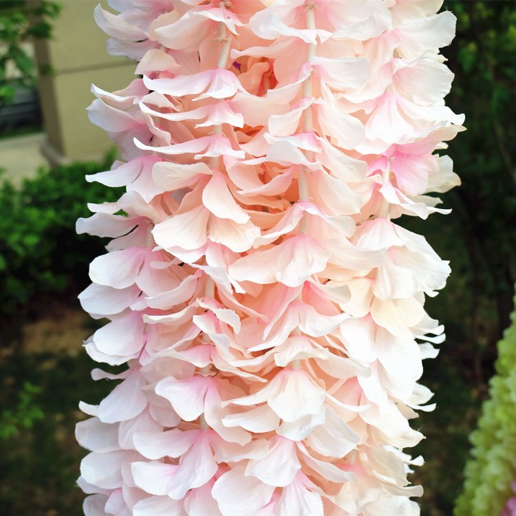 20/50 100Cm Kunstmatige Simulatie Hydrangea Orchidee Wisteria Bloem String Voor Diy Bruiloft Boog Vierkante Rotan Muur Opknoping Mand: 50 Pieces / Licht Roze