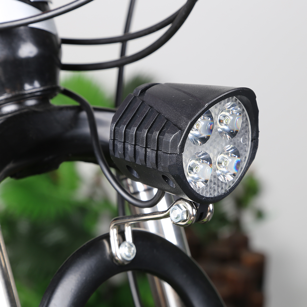 Luz de bicicleta eléctrica con bocina, 48V, ahorro de energía, luz delantera LED para patinete eléctrico, fácil instalación, accesorios para ciclismo