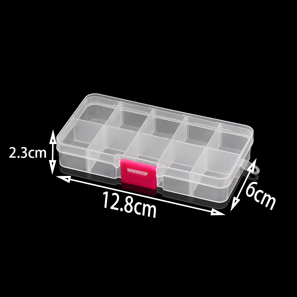 10 Slots Adjustable Clear Plastic Rectangle Storage Box Case Holder Craft Organizer Beads Jewelry Container For Jewelry Storage