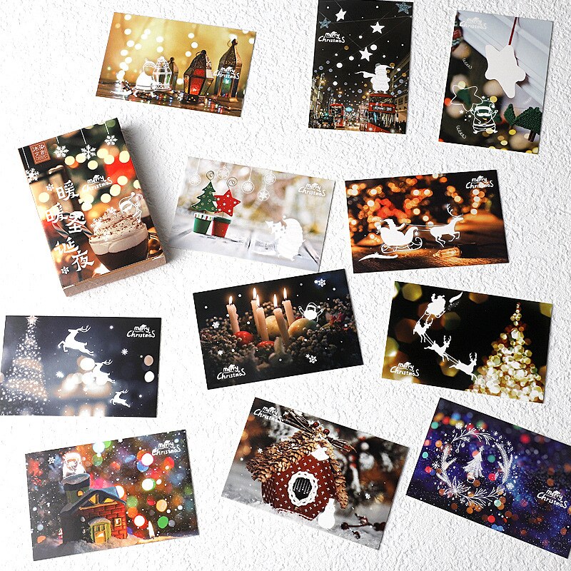 28 Sheets/Set Merry Christmas LOMO Card DIY Mini Greeting Card Warm Christmas Eve Wishes Message Card: A