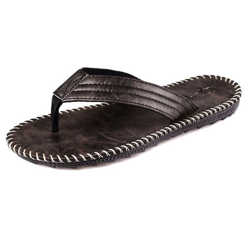 Sommar herr flipflops brittisk stil coola tofflor halkfri tjockbottnad herrskor platta strandskor sandaler zapatos de hombre: Svart / 40