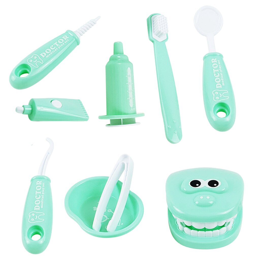 9 Pièces/ensemble Filles Jeu de Rôle Jeu de Médecin Dentiste Simulation Dentiste Dents Semblant Jouer Jouet Pour Enfant En Bas Âge Bébé Enfants: Green