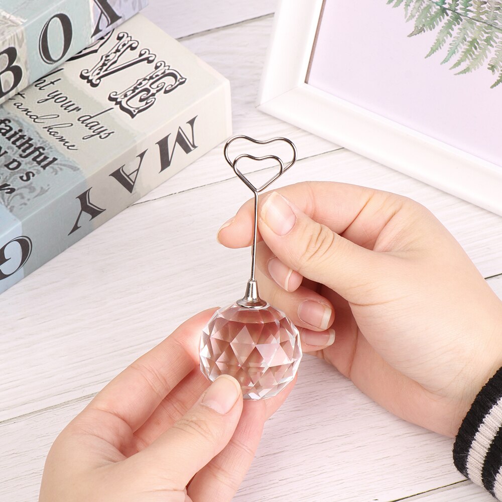 Clear Crystal Diamond Place Card Holder Romantic Heart Shape Photo Clip Table Number Stand Wedding Christmas Party Supplies