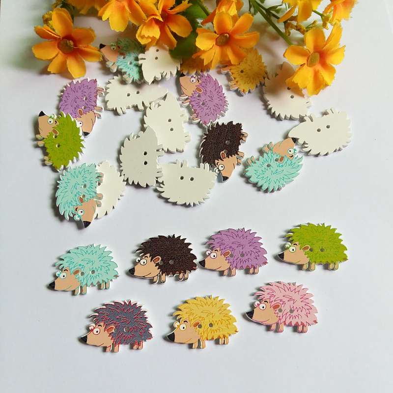 Botones de erizo para decoración del hogar, suministros de manualidades de álbum de recortes, multicolor, mezcla de colores, 50 Uds.