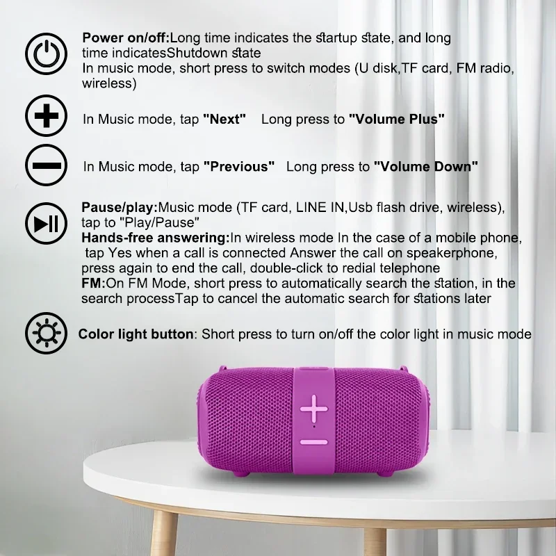 T&G TG667 Tragbarer Bluetooth-Lautsprecher mit LED-Licht für Höhle Außenbereich, klein und hohes Aussehen, kompatibel mit USB/AUX/TF/FM