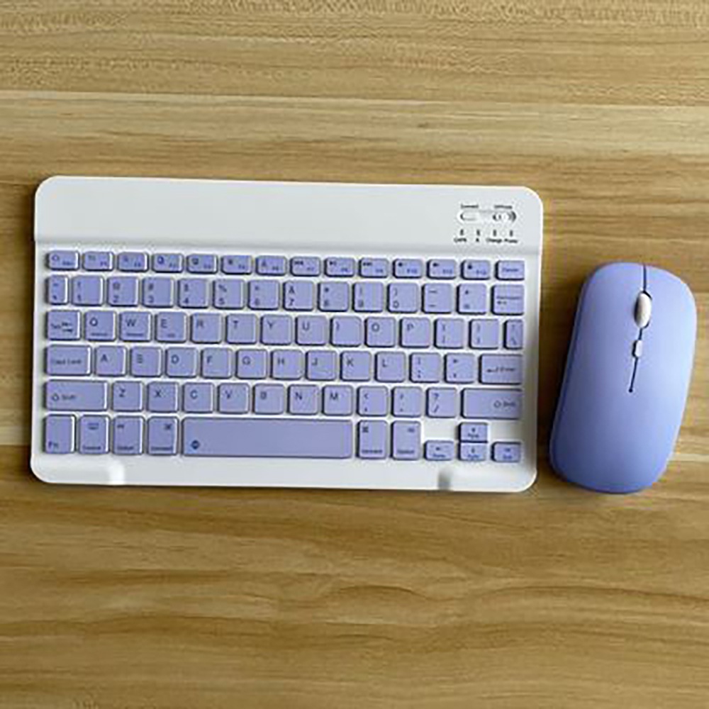 Mobile Phone Tablet Computer Wireless Keyboards And Mouse Set Can Be used as IOS Android Windows universal keyboard: 10 inch Purple