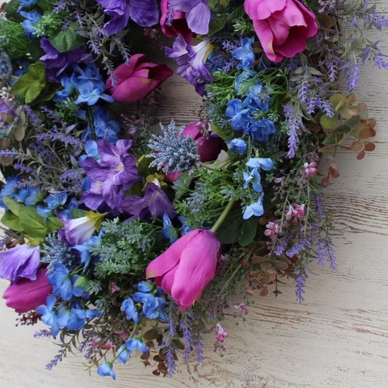Tulip Purple Lavender Wreaths For Front Door Wreath Spring Wreath Handmade Welcome Wreath Spring Farmhouse Home Decoration