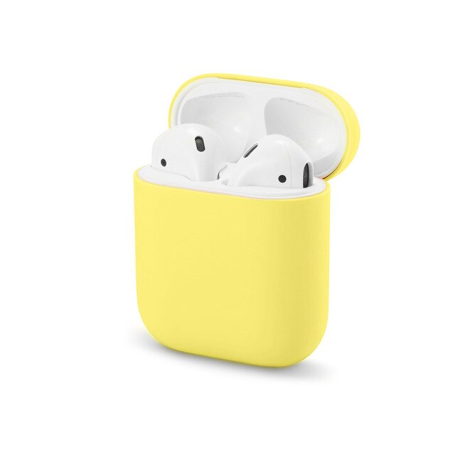 Molle Del Silicone Custodie Per Apple Airpods 1/2 di Protezione Senza Fili di Bluetooth del Trasduttore Auricolare Della Copertura Per Apple Air Baccelli Casella di Ricarica Borse: yellow