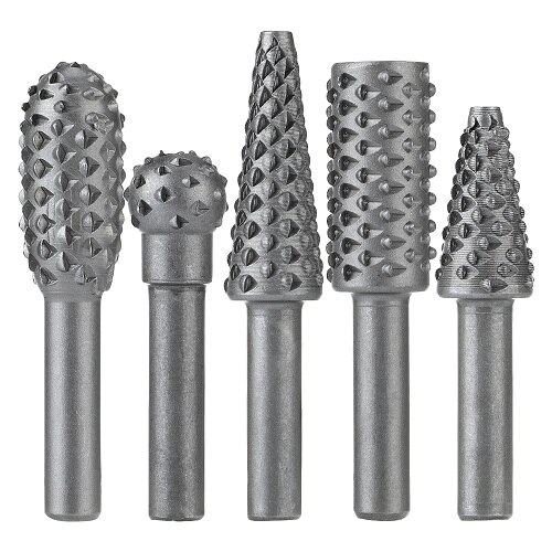 5Pcs Rasp File Drill Bits Rasp Set Drill Grinder Drill Rasp For Woodworking Carving Tool 1/4" Round Shank Rotary Burr Set Bits: 02