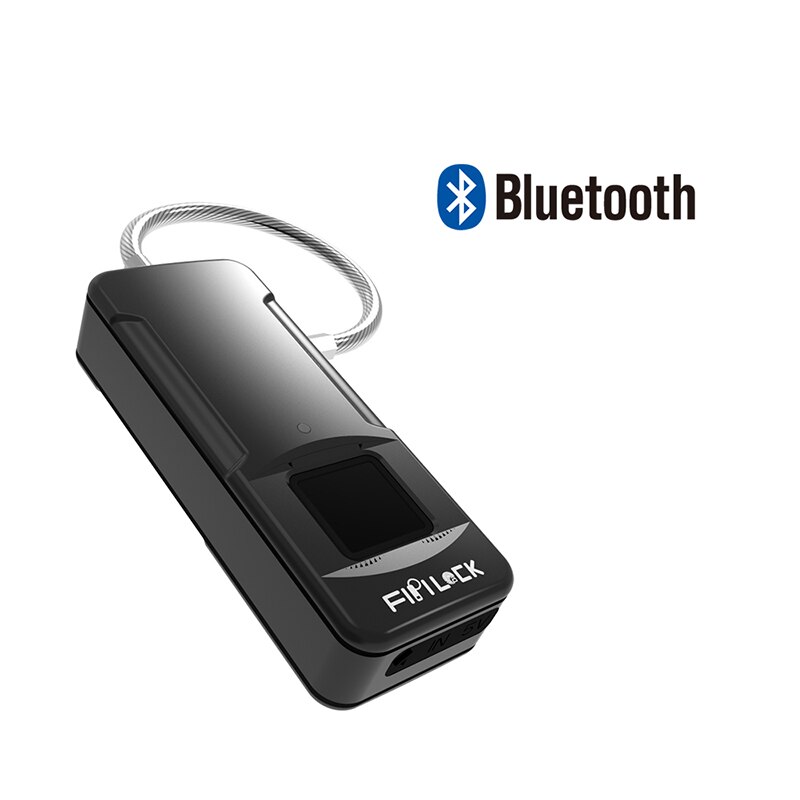 Fipilock bluetooth smart nøglefri fingeraftrykslås vandtæt lås med fingerprint sikkerhed berør nøglelås usb-opladning: Sort