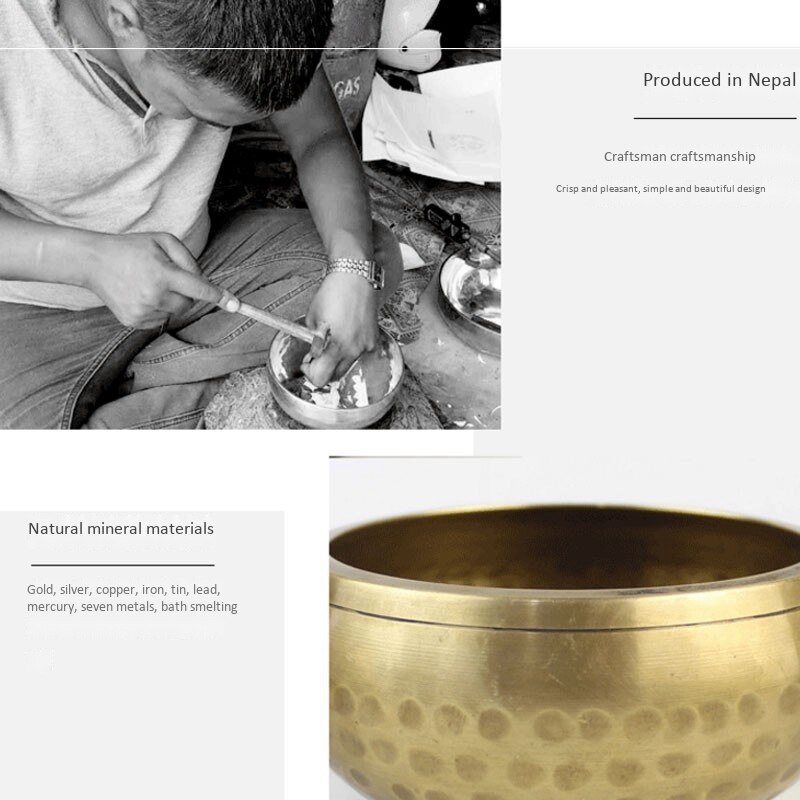 Bol de bronce para meditación, cuenco tibetano para cantar, hecho a mano para meditación cuenco, para sanación y Mindfulness